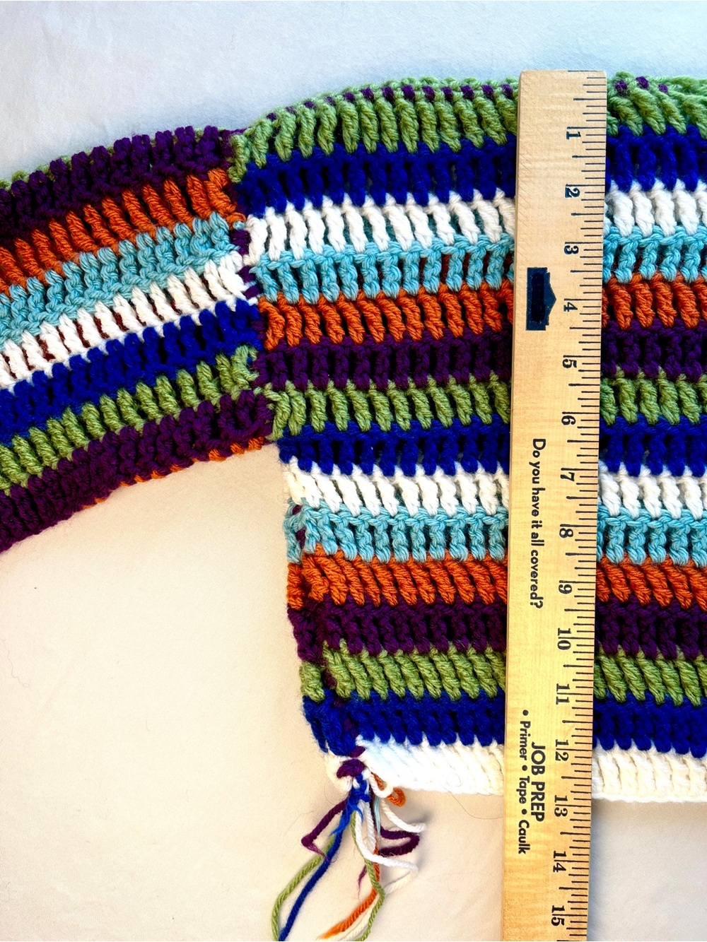 Handmade Striped Crochet Cropped Chunky Sweater Boat Neck Small Multicolor Boho - Picture 2 of 5